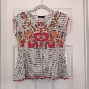 THML colorful embroidered top - size M